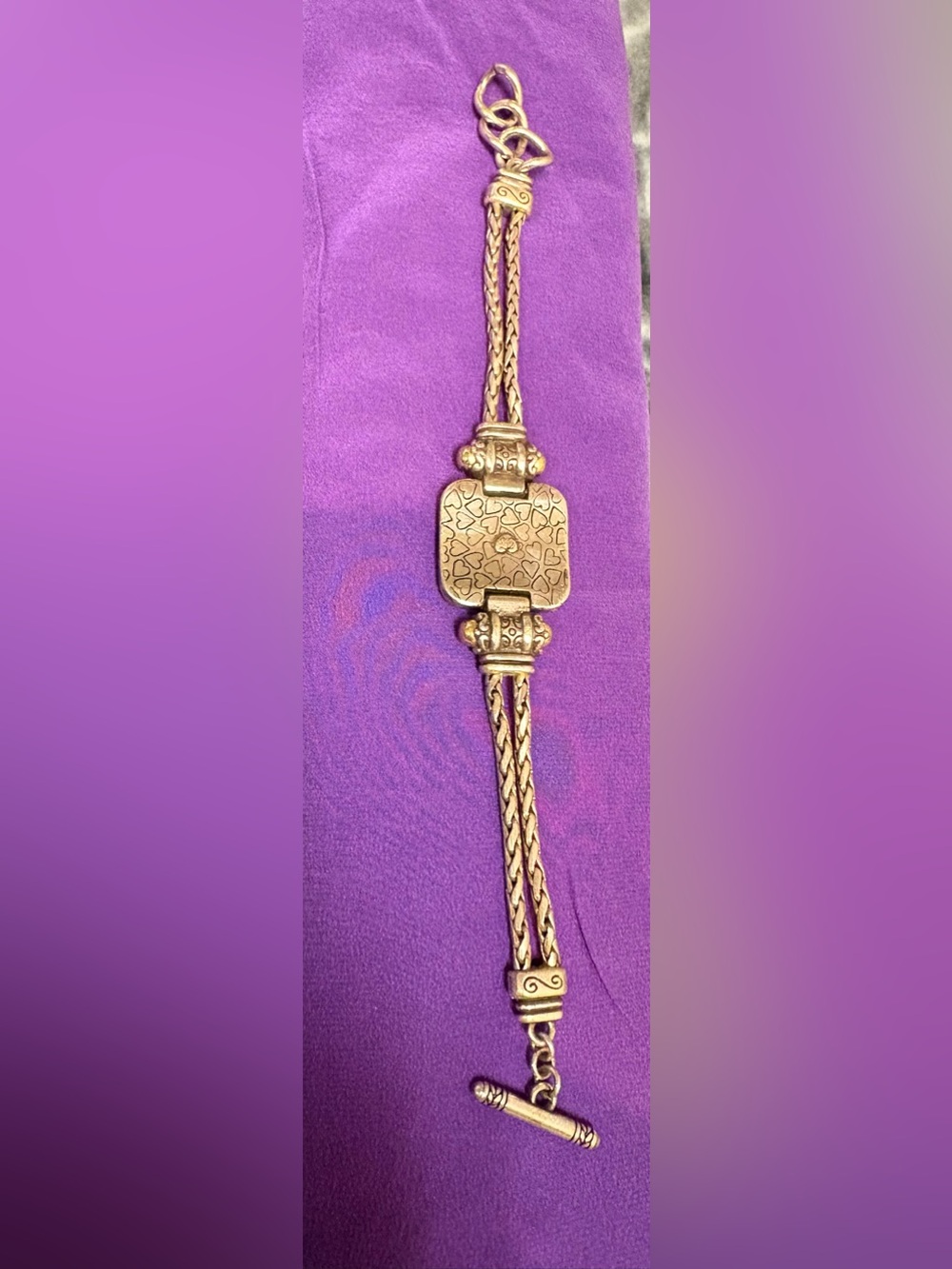 Brighton Ornate Square Medallion Toggle Bracelet Two Tone - Picture 3 of 6